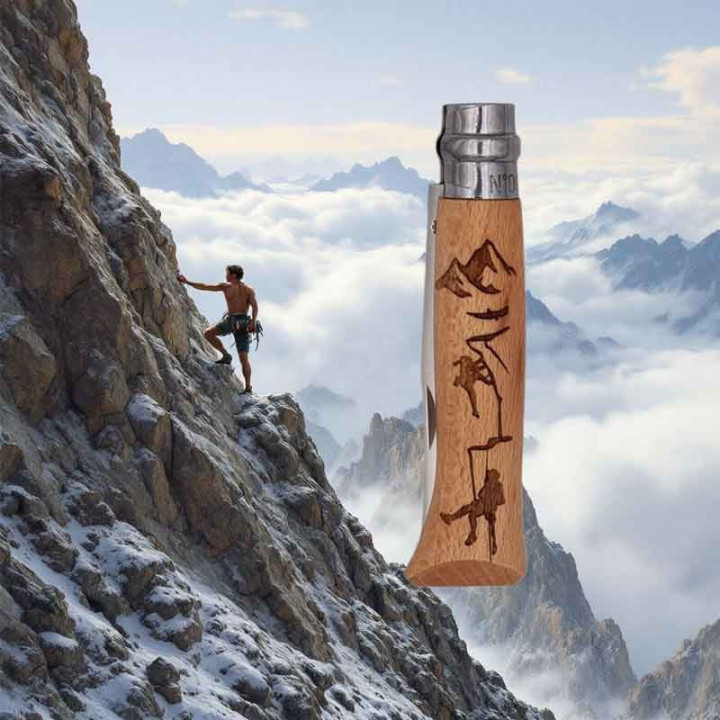 Couteau Opinel SPORT n° 8 gravure ESCALADE