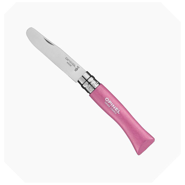 Couteaux Opinel à bout rond couleur fuchsia (rose)